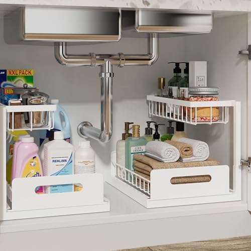 REALINN Under Sink Organizer, L-Shaped 2 Tier Pull O | Home Organizati - Image 2