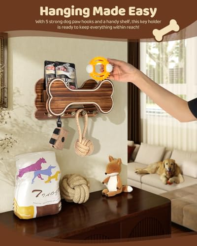 MTERSN Dog Leash Holder for Wall with Key Hooks for Dog - Image 4