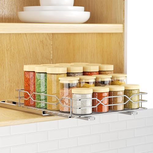 Pull Out Spice Rack Organizer for Cabinet, Chrome - Image 2