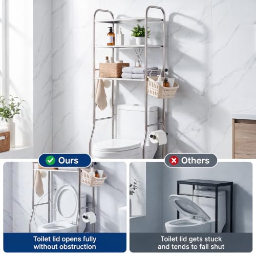 Over The Toilet Storage 3 Tier Stainless Steel Bathroom Organizer - Image 7