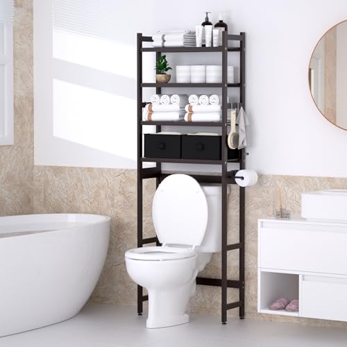 Cozivolife Over The Toilet Bamboo Storage Rack: 4-Tier & 2 - Image 3