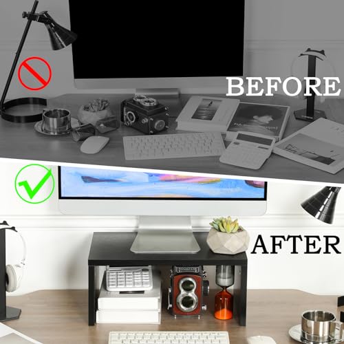 TEAMIX 6.7 inch Tall Monitor Stand Riser, Wood Shelf Riser - Image 8