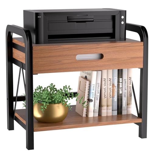 Printer Stand with Wooden Storage Drawer for Desk - Image 2