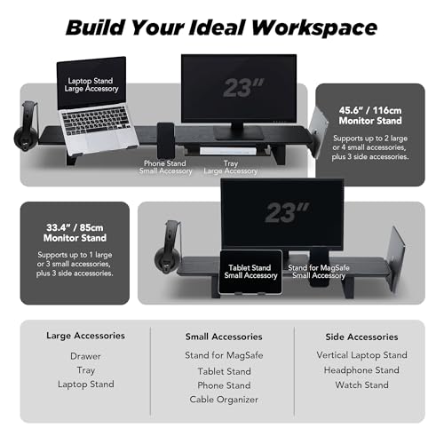 ULTRARM Moodular Wooden Monitor Stand Desk Organizer, Large 45.6" - Image 7