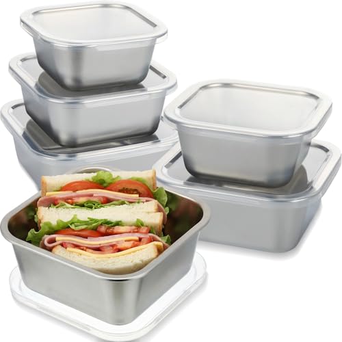 6 Pcs 304 Stainless Steel Food Storage Containers with Lids - Image 2