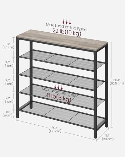 VASAGLE INDESTIC Shoe Rack, Organizer for Closet with 4 Mesh - Image 4