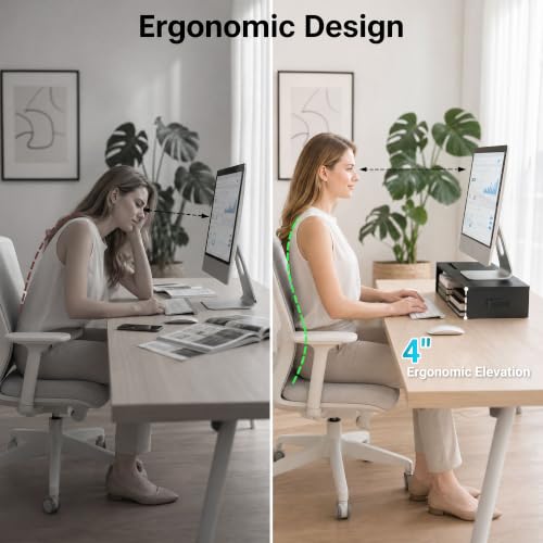1home Monitor Stand Riser, 16.7 Inch Wood Monitor Riser - Image 6