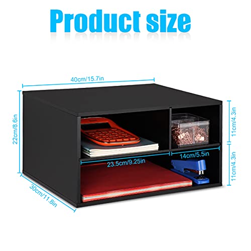 Printer Stand Shelf with Storage Wood Desk Paper Organzier - Image 5