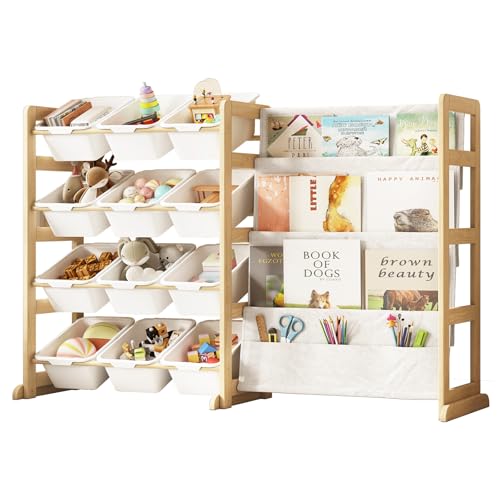 EXPERLAM Toy Storage Organizer with Bookshelf, Kids Toy Organizer - Image 2