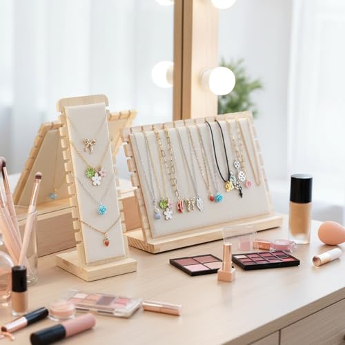 4 PCS Necklace Display for Vendors, Bamboo Retail Jewelry Display - Image 7