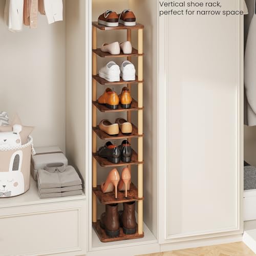 8 Tiers Vertical Shoe Rack, Tall Narrow Shoe Tower - Image 6