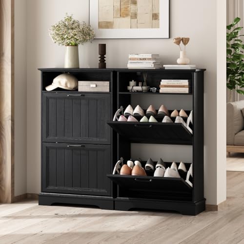 24" W Hidden Shoe Storage Cabinet with 2 Flip Drawers & - Image 7
