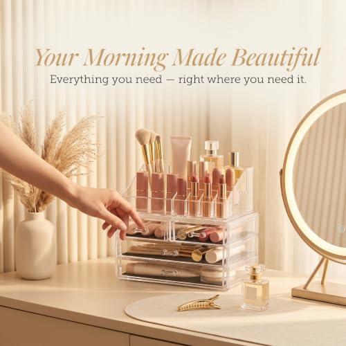 Masirs Clear Makeup Organizer with 4 Drawers 16 Comp | All Products - Image 5