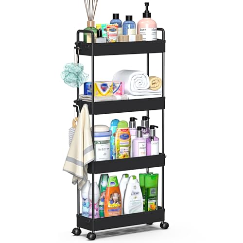 SOLEJAZZ Slim Rolling Storage Cart Skinny Bathroom Organizer, 4 - Image 2