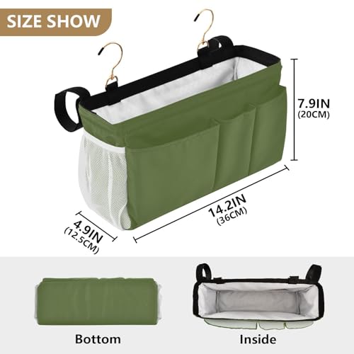 YETTASBIN Olive Green Bedside Caddy Hanging Storage - Image 3