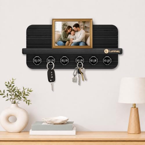Key Holder for Wall with Shelf - Wooden Entryway Mail - Image 3