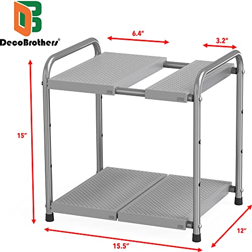 Deco Brothers Under Sink 2 Tier Expandable Shelf Organizer, Gray - Image 3