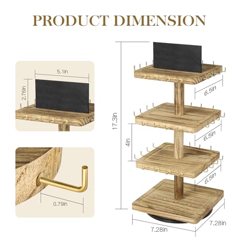 LadyRosian 3-Tier Wooden Rotating Jewelry Display Stand | - Image 3