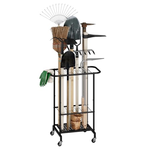 3-Tier Garden Tool Organizer with Wheels, Garage Floor - Image 2