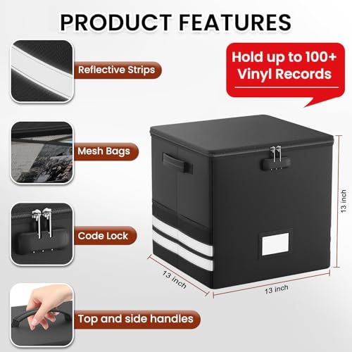 Vinyl Record Storage Box with Lock, 2-Pack Fireproof & Waterproof - Image 3