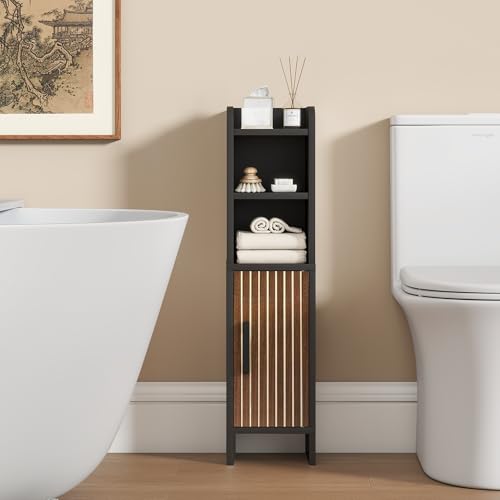 Small Bathroom Storage Corner Floor Cabinet Narrow Toilet - Image 7