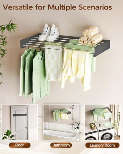 Wall Mounted Clothes Drying Rack 40", Foldable Wall Laundry Rack - Image 6