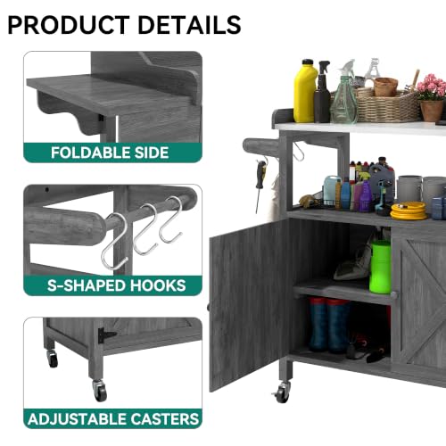 YITAHOME Rolling Potting Bench Outdoor Storage Cabinet - Image 7