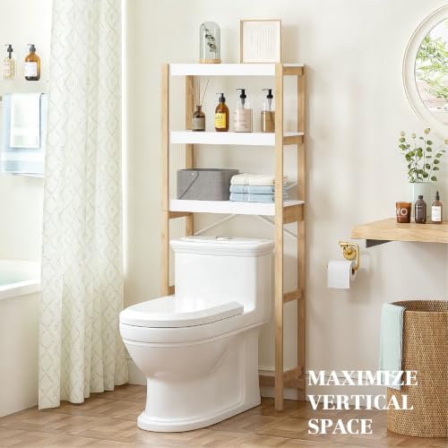 UTEX 3-Tier Over the Toilet Storage Shelf with Bamboo - Image 5