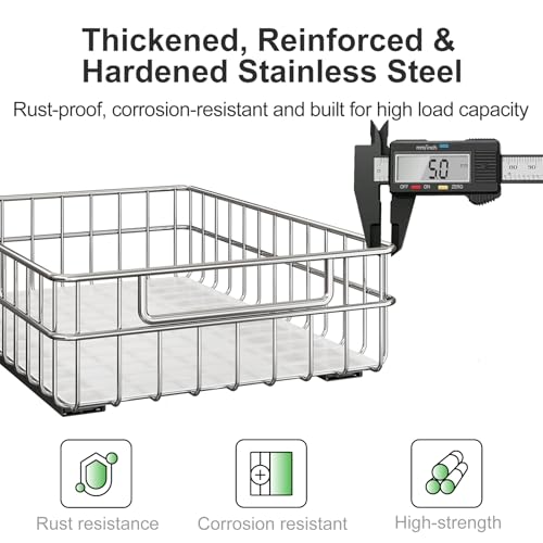 Pull out Cabinet Organizer, Stainless Steel 2-Pack Slide - Image 4