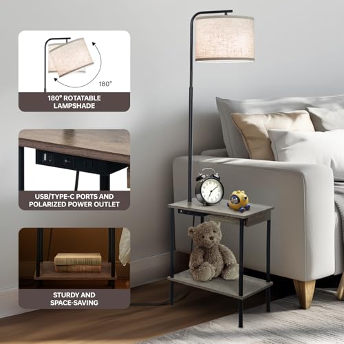 EOEYYOYB Floor Lamp with Table & Drawers, End Table Lamp with USB - Image 4