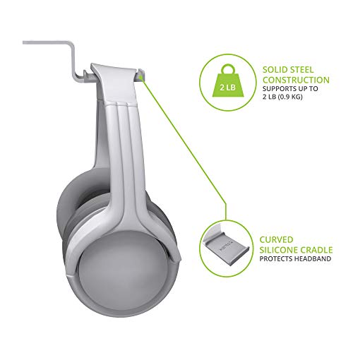 Kanto HH Universal Under Desk Headphone Hook - White - Image 5