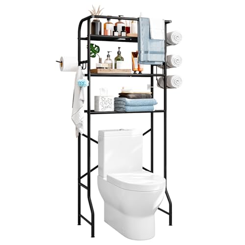 Over The Toilet Storage Shelf 3 Tier Bathroom Organizer Black - Image 2
