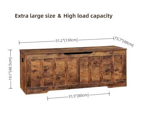 51.2"Storage Chest Extra Large,Wooden storage bench(Rustic Brown) - Image 4