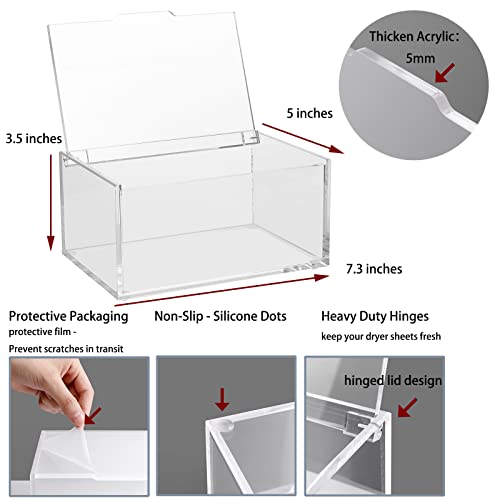 Acrylic Dryer Sheet Holder, Dryer Sheet Dispenser with Lid, Clear - Image 4