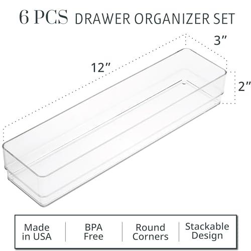 STORi SimpleSort 6-Piece Stackable Clear Drawer Organizer Set | - Image 3