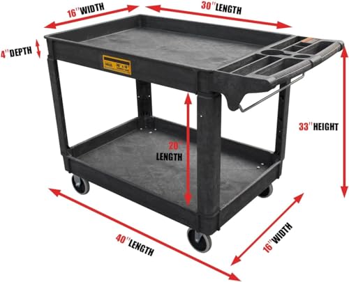 Utility Service Cart,Heavy Duty 500 LBS Rolling Utility Cart - Image 4