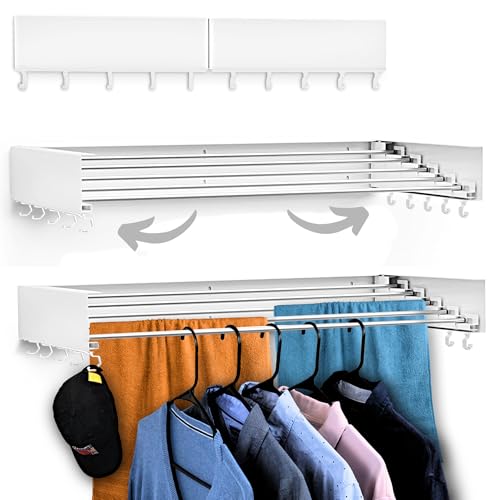 Foldable Wall Mounted Drying Rack - 31.5” Wide, 13.2 Ft - Image 2