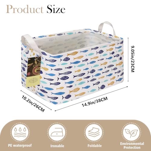 Rectangle Foldable Storage Basket Handles For Home, fish - Image 8