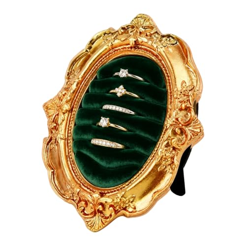 Vintage Gold Oval Ring Holder, Retro Ornate Jewelry Display Stand - Image 2
