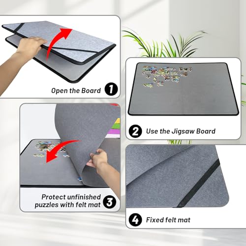 Folding Puzzle Board with 6 Sorting Trays and Felt | Home Organization - Image 5