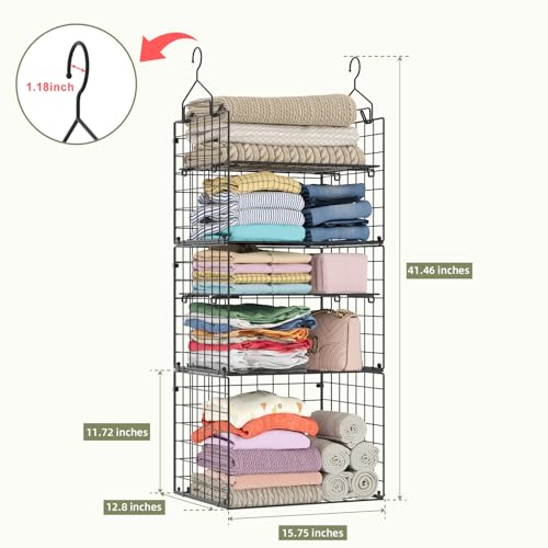 X-cosrack Closet Hanging Organizer Shelves - 5 Tier Wardrobe - Image 4