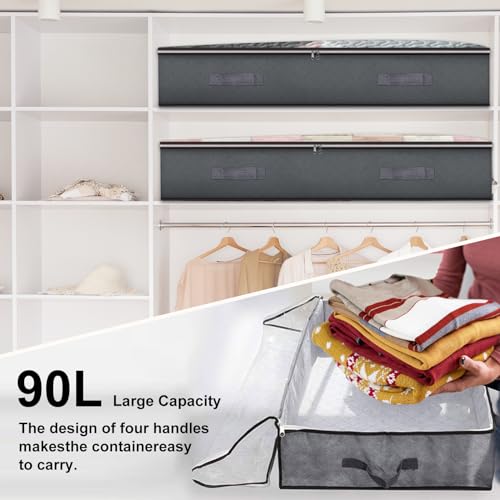 4 Pack Under Bed Storage, 95L Foldable Closet Containers - Image 7