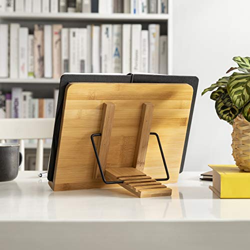 wishacc Bamboo Book Stand, Adjustable Book Holder Tray and Page - Image 6