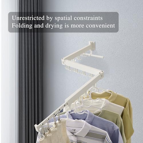 Wall Mounted Clothes Drying Rack Tri-Fold, White - Image 7