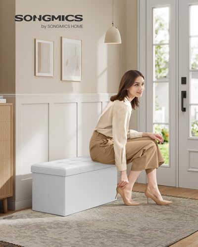 SONGMICS Storage Ottoman Bench, 30 Inches Folding Foot Rest Stool - Image 3