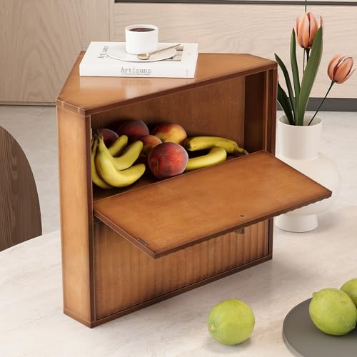 Trironsun Corner Bread Box for Kitchen Countertop Bamboo Two - Image 7