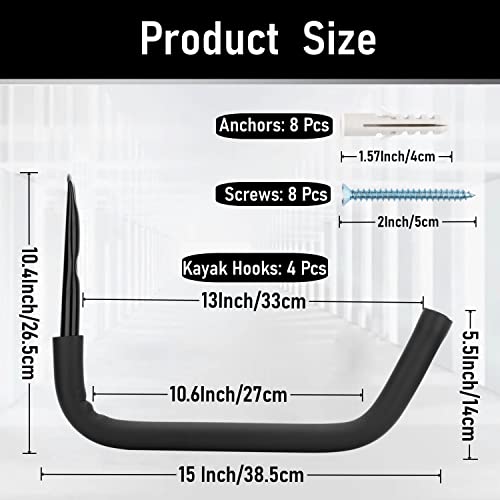 Kayak Storage Hook, Heavy Duty Steel Kayak Storage Rack - Image 3