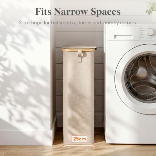 Lifewit 75L Slim Laundry Hamper with Lid and Removable Bag, Beige - Image 4