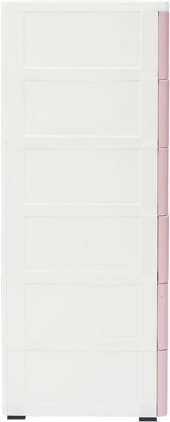 6 Drawers Narrow Slim Plastic Storage Cabinet,Storage Drawer with Wheels,6 Tier Drawers Dresser,Rolling Narrow Cabinet for Small Spaces Bathroom Kitchen Bedroom Living Room,Pink