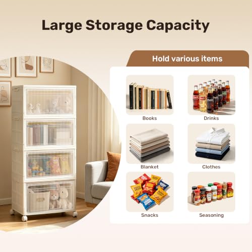 Stackable Storage Bins with Lid and Wheels, 128QT 4 Tier Closet - Image 5